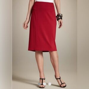 NWT Chico's Solid Ponte Seamed Ponte Pencil Skirt Razzle Red Stretch Sz. 0